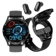 Sports Smartwatch With Wireless Earphones 2 IN 1 Alloy Shell Ultrathin 1.32inch IPS Touch-Screen IP67 Multi Sport Mode Works With IOS & Android BK