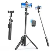 62" Phone Tripod - Extendable Tripod for iPhone and Selfie Stick Tripod Black