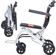 Ultralight Wheelchair Travel Wheelchair Folding Attendant-propelled Transit Travel Chair w/Swing Armrest and Footrest 100KG Capacity for Elderly Handicapped Disabled Users
