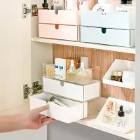 在飛比找松果購物優惠-日式風格塑料透明三層收納盒抽屜盒化粧品置物架浴室桌面整理盒 