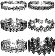 [Mudder] Choker Necklace Black Choker Lace Choker Gothic Necklace for Women Girls Black 6 Pieces