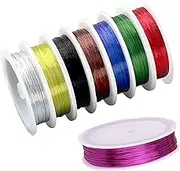 8 Rolls of Jewelry Craft Wire, 0.4 mm Mixed Color Bare Copper Wire Beaded Wire Process,for Jewelry Making Supplies and Crafts (8 Colors)