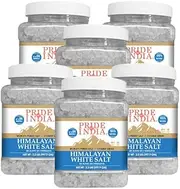 [Pride Of India] PACK of 6 - Himalayan White Salt Coarse Grind 2.2 lbs (997.90 gm)- Rarest & Enriched W/84+ Natural Minerals- Low Sodium- Mineral Rich Nutrition and Enhanced Taste Healthier Table Salt