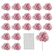 20 Sets Artificial Hydrangea Flower Heads with Stems for Bouquet,Dark Red