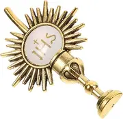 KITANDOVE Zinc Alloy Chalice Cross Lapel Pin Holy Communion Pin Gold Tone Religious Brooch for First Communion Elegant Faith Accessory