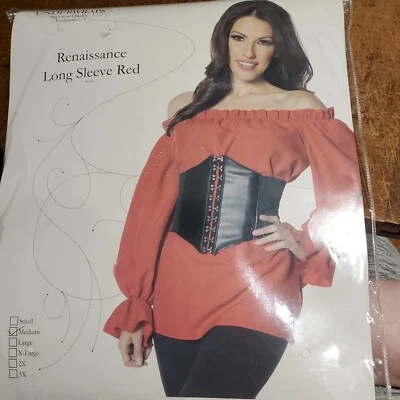 XX 28306 Red Ren Long Sleeved Blouse Top Only Size Med Gypsy Peasant Pirate