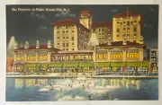 Vintage The Flanders at Night, Ocean City, NJ, Linen Divided Back Postcard