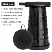 Black Portable Outdoor Telescopic Folding Stool with 100 Weight-Bearing Buckles,