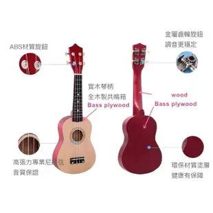 【KM MUSIC】21吋繽紛5色烏克麗麗 豪華套餐六件組(烏克麗麗 ukulele 初階烏克麗麗)