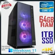 Intel Core i7 Quad-Core Gaming PC 64GB RAM 1TB SSD Computer Home Office Desktop