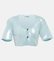 [Ganni] Ganni Sequined crop top AU 10 blue