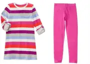 NWT Gymboree Mix 'n' Match Fall Multi-Striped Dress & Leggings 7