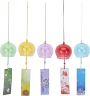 Cabilock 5pcs Glass Wind Chimes Japanese Omamori Wind Bells Japancore Temple Wind Chimes Japanese Bell Wind Chimes Viento Japanese Home Wind Chimes for Outside Decorative Wind Chime Paper