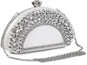 [COAIMANEY] Womens Sparkly Rhinestone Glitter Clutch Purse Evening Handbag Shoulder Bag for Wedding Party Prom, #2503-silver