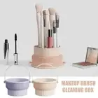 2 In 1 Makeup Brush Cleaning Box Mat Air Drying Shelf Makeup Tool Storage Rack