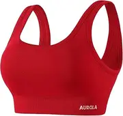 [AUROLA] Power Sports Bras for Women - Push Up Workout Bra Square Neck Yoga Bra Padded Low Impact Gym Bra Crop Top