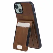 SUTENI H03 For iPhone 15 Plus Case Waxy Texture PU Leather Phone Cover with Card Slots