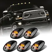 5X Amber LED Cab Lights Smoked Cab Roof Running Top Marker Light Compatible for Dodge Ram 1500 2500 3500 4500 5500 2003-2018 Pickup Trucks