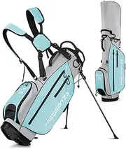 Portable Golf Rack Bag with Braces Bracket Golf Bag with Stand Support Lightweight Golf Bag Antifriction Golf Rack Package Light Blue