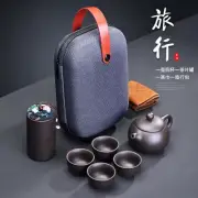 Kung Fu Purple Clay Teaset Chinese Ceramic Teapot 4 Cups Portable Travel Tea Set