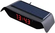 Roarrter Car Solar Powered Clock, 24 Hour High-Precision Electronic Watch Automatic Brightness Adjustment Thermometer