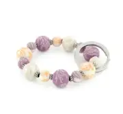 NEW JILZARAH Handmade Clay Beads SUMMER SAND TAN PLUM 15mm SMALL Wrist Keychain