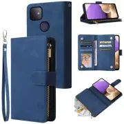 T-Mobile Revvl 4+ Plus Wallet Case Zipper Pocket Flip Card Wrist Strap Kickstand