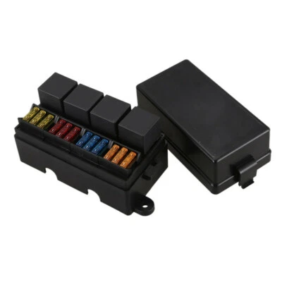 12 Way Car Blade Fuse Box 4-relay Holder Block 12V w/Spade Terminals Fuse (for: Fiat)