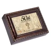 50th Anniversary Dark Burl w/ Gold Trim Music Box Tune Pachelbel's Canon in D"