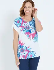 MILLERS EXTENDED SLEEVE PLACEMENT PRINT TOP