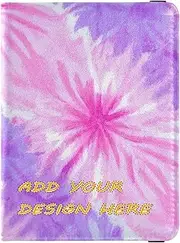 [miaozhen] custom Leather Passport Holders Pink-purple Tie-dye personal Card Holder Passport Case Passport Holder Case Waterproof, Pink-purple tie-dye
