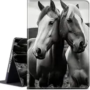 Case for Samsung Galaxy Tab S9 Plus/S9 FE Plus 12.4 Inch 2023 (Model SM-X810/X816B/X818U/X616B), JANENFNA Leather Multiple Angle Cover with Auto Sleep/Wake, White Horse