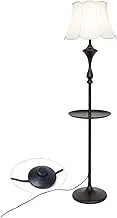 Modern LED Side Table and Floor Lamp, Modern Floor Lamp with Tray for Bedrooms, Living Room, Office, Reading Standing Light(White)