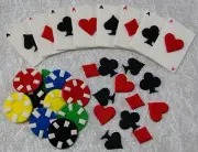 EDIBLE CASINO POKER CAKE TOPPERS SET x 30 PIECES - GREAT VALUE!!!!!!