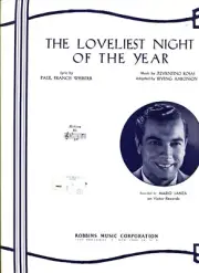 MARIO LANZA THE LOVELIEST NIGHT OF THE YEAR SHEET MUSIC MEDIUM Bb 1951 RARE NEW