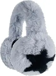 TINAYAUE Women Warm Ear Warmers Girls Adjustable Plush Earmuffs Winter Windproof Ear Warmers Cute Star Ear Muffs Foldable Ski Earmuffs for Outdoor Sports, gray, One size