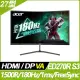 【hd數位3c】ACER ED270R S3(2H1P/1ms/VA曲面/180Hz/含喇叭/FreeSync Premium)原生180Hz【下標前請先詢問 有無庫存】