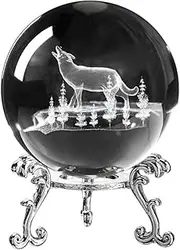 domoi 3D Engraved Starry Crystal Decorative Ball Figurine 60mm Glass Sphere Paperweight with Stand Art Decor Crafts C Easy Install