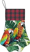YANYU Tropical Flower Leaf Parrot Print 17in Christmas Pet Paw Stockings Xmas Stockings for Dogs Cats Christmas Pet Gifts