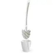Toilet Brush and Holder Hygienic Squeegee 14 in Plastic Silicone Handle White