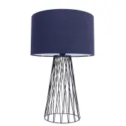 Asling Modern Table Desk Lamp Black Metal Frame Base - Blue Shade