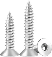 DRBASJHFO 304 Stainless Steel Hex Socket Flat Head Self-Tapping Screws M3-M6 Multiple Sizes(M5 x20 mm (10 Pcs))