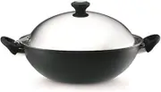 Meyer Cook N Look Non Stick 36cm Covered Wok, Pots and Pans, Induction Compatible, Dishwasher Safe, Oven Safe, Black with Lid
