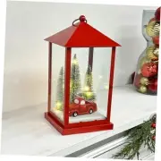 Scenic Lighted Christmas Lanterns, 11’’ Tall Square Red Lantern Battery Car