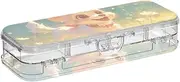 Yoogain Chibi-style Cartoon Cute White Dog Plastic Pencil Box Clear Double Deck Penscases For Stationery Supplies With Snap And Lid