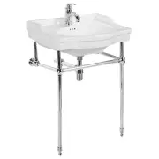 Bristol 62cm 1 Tap Hole Console Basin, White &amp; Stainless Steel