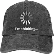 [MANMESH HATT] I'm Thinking Unisex Adult Vintage Washed Denim Adjustable Baseball Cap