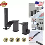 Sophisticated Waterfall Tub Faucet with Adjustable Hand Shower - Matte Black