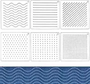 BENECREAT 6 Pieces Acrylic Sashiko Stencil, Dots Lines Slashes Acrylic Embroidery Tool, Drawing Line Template for Hand Quilting and Embroidery, 3mm Thick