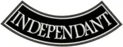 Independent White on Black Iron on Bottom Rocker Large Patch for Jacket Vest